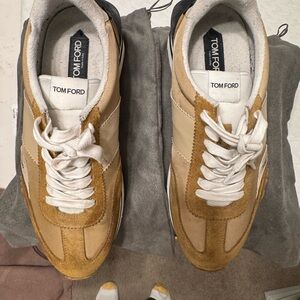Tom Ford Men's Beige and White Suede Sneakers